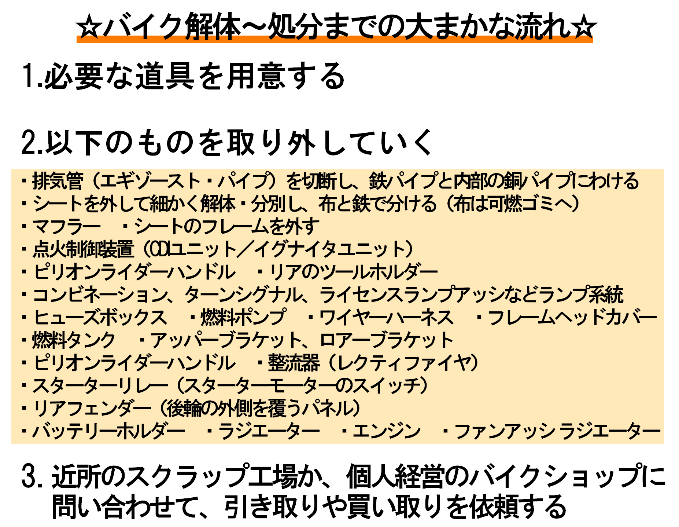 バイクの解体方法